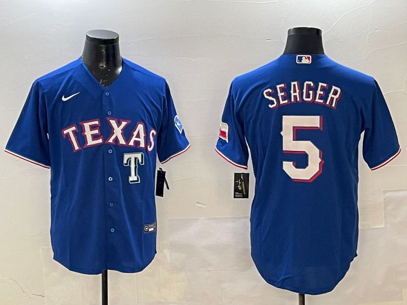 Men Texas Rangers #5 Seager Blue Game 2025 Nike MLB Jersey style 5->texas rangers->MLB Jersey